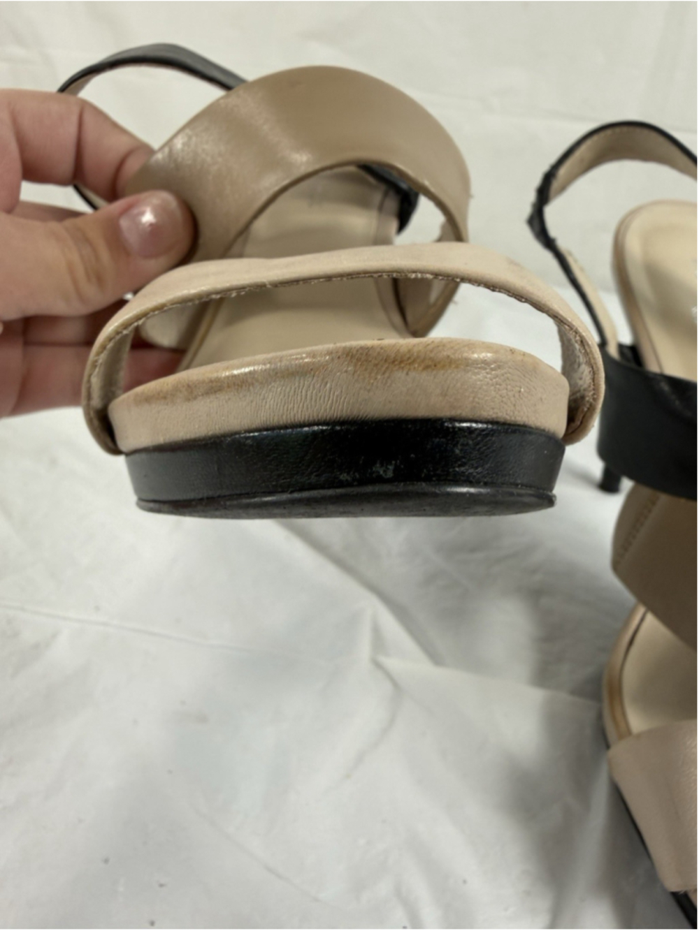Kenneth Cole Leather Strappy Heels Nikki Clay and Black Size 6 Med. - Picture 14 of 14